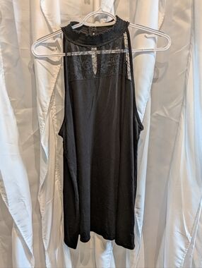 C8 Torrid Super Soft Black Lace Trim High Neck Tank Top - Size 2